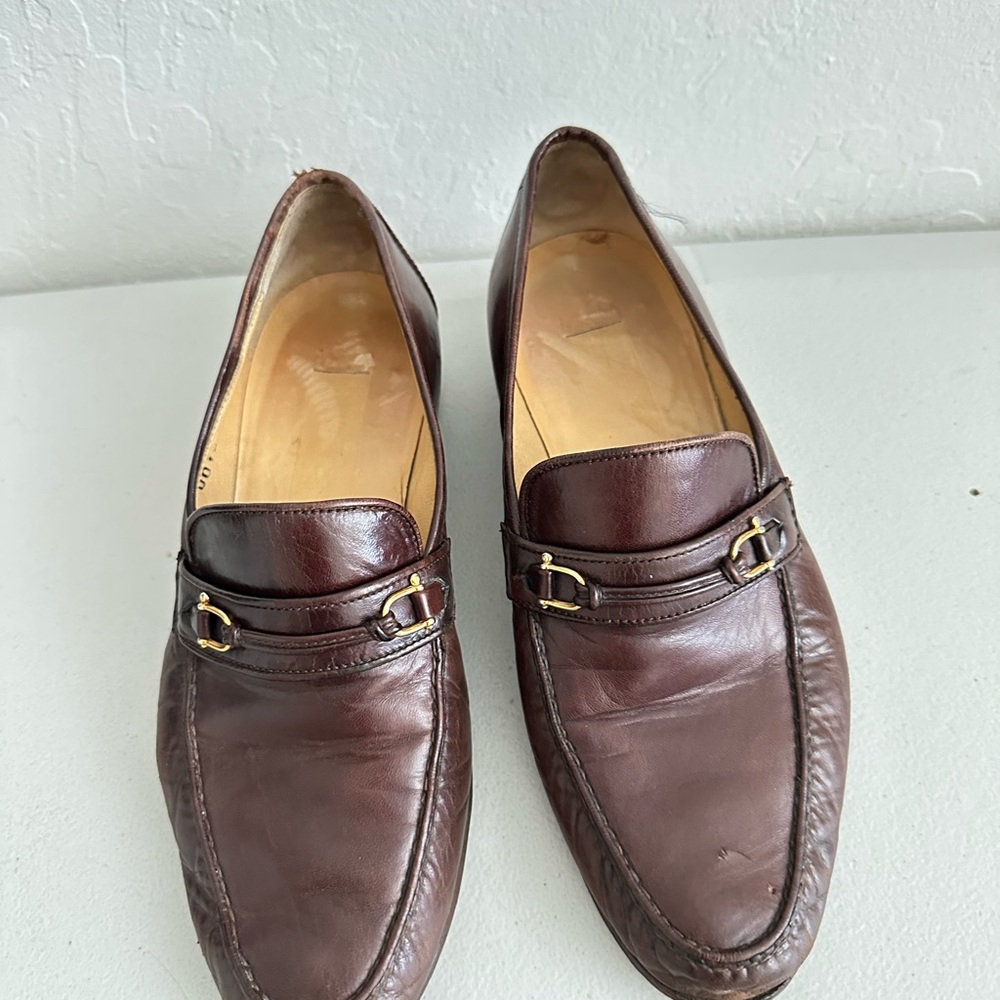 Gucci Brown Leather Loafers with Horsebit Detail - Picture 13 of 15